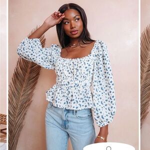 Acoa floral crop peplum top from Vici